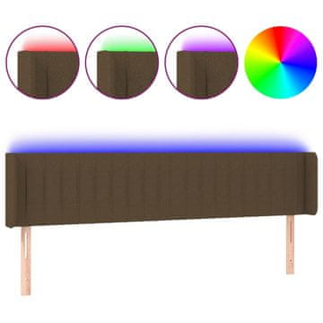 Vidaxl LED posteljno vzglavje temno rjavo 163x16x78/88 cm blago