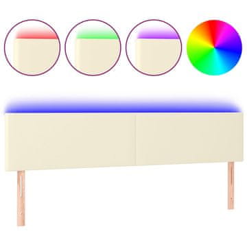 Vidaxl LED posteljno vzglavje krem 200x5x78/88 cm umetno usnje