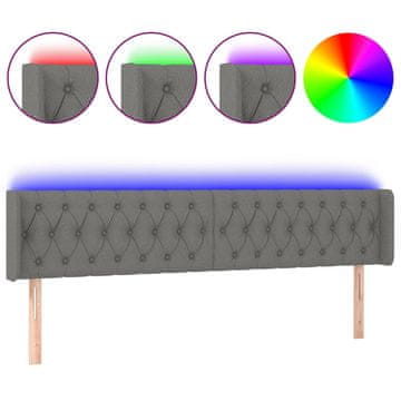 Vidaxl LED posteljno vzglavje temno sivo 203x16x78/88 cm blago