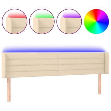 Vidaxl LED posteljno vzglavje krem 163x16x78/88 cm blago