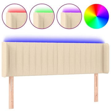Vidaxl LED posteljno vzglavje krem 147x16x78/88 cm blago