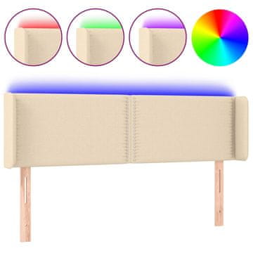 Vidaxl LED posteljno vzglavje krem 147x16x78/88 cm blago