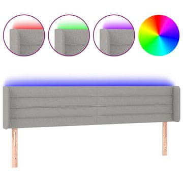 Vidaxl LED posteljno vzglavje svetlo sivo 203x16x78/88 cm blago
