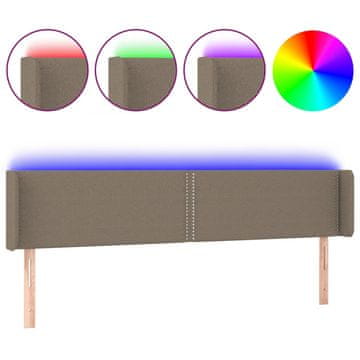 Vidaxl LED posteljno vzglavje taupe 183x16x78/88 cm blago