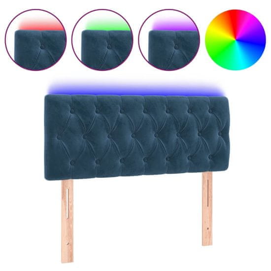 Vidaxl LED posteljno vzglavje temno modro 100x7x78/88 cm žamet