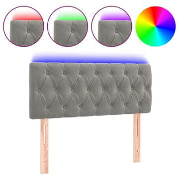 Vidaxl LED posteljno vzglavje svetlo sivo 90x7x78/88 cm žamet