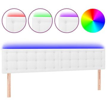 Vidaxl LED posteljno vzglavje belo 160x5x78/88 cm umetno usnje