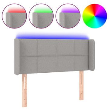 Vidaxl LED posteljno vzglavje svetlo sivo 83x16x78/88 cm blago