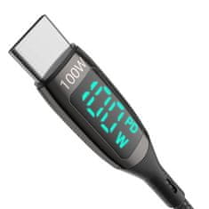 Blitzwolf kabel USB-C na USB-C BW-TC23, z zaslonom, 100 W, 1,8 m (črn)