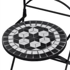 Vidaxl Zložljivi bistro stoli 2 kosa keramika črne in bele barve