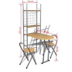 Vidaxl Zložljiv jedilni bar set z 2 stoloma