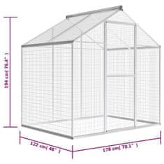 shumee Zunanja ptičja kletka aluminij 178x122x194 cm