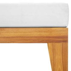 Greatstore Sekcijski stolček za noge s kremno belo blazino akacijev les