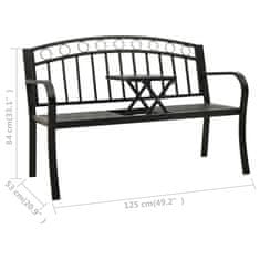 Vidaxl Vrtna klop z mizico 125 cm jeklo črne barve