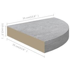 Vidaxl Kotna stenska polica betonsko siva 35x35x3,8 cm MDF