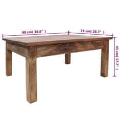 Vidaxl Klubska mizica iz trdnega predelanega lesa 98x73x45 cm