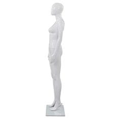 Vidaxl Celotna ženska izložbena lutka s stekleno osnovo bela 175 cm