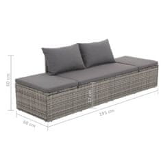 Vidaxl Vrtna postelja poli ratan 195x60 cm siva