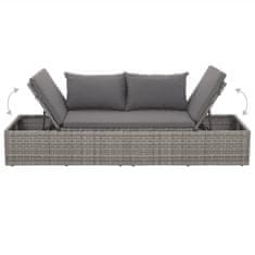 Vidaxl Vrtna postelja poli ratan 195x60 cm siva