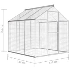 Vidaxl Zunanja ptičja kletka aluminij 183x178x194 cm