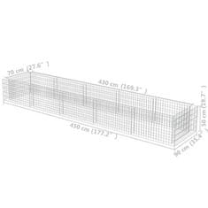 Vidaxl Visoka greda gabion pocinkano jeklo 450x90x50 cm