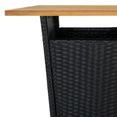 Greatstore Barska miza črna 60x60x110 cm poli ratan in trden akacijev les