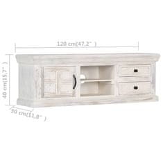 Greatstore TV omarica trden mangov les 120x30x40 cm bela