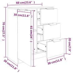 Vidaxl Komoda 2 kosa bela 60x30x70 cm konstruiran les