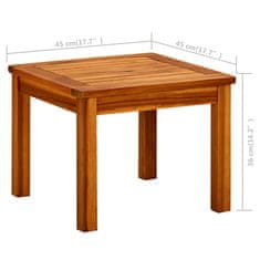 Greatstore Vrtna klubska mizica 45x45x36 cm trden akacijev les