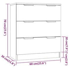 Vidaxl Komoda bela in sonoma hrast 60x30x70 cm konstruiran les
