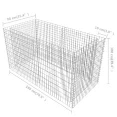 Vidaxl Visoka greda gabion jeklo 180x90x100 cm srebrne barve