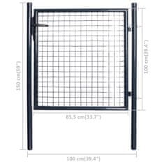 Vidaxl Mrežasta vrtna vrata pocinkano jeklo 85,5x100 cm siva