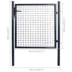 Vidaxl Mrežasta vrtna vrata pocinkano jeklo 85,5x100 cm siva