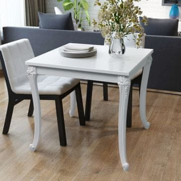 Vidaxl vidaXL Jedilna miza visok sijaj bela 80x80x76