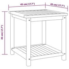 Vidaxl Stranska mizica trden akacijev les 45x45x45 cm