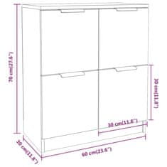 Vidaxl Komoda bela in sonoma hrast 60x30x70 cm konstruiran les