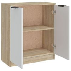 Vidaxl Komoda bela in sonoma hrast 60x30x70 cm konstruiran les