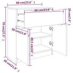 Vidaxl Komoda bela in sonoma hrast 60x30x70 cm konstruiran les