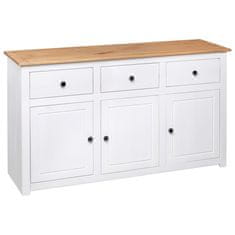 Vidaxl Komoda bela 135x40x80 cm trdna borovina Panama Range