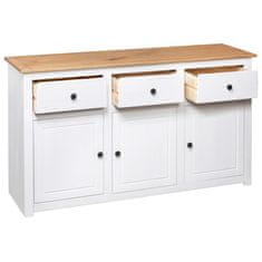 Vidaxl Komoda bela 135x40x80 cm trdna borovina Panama Range