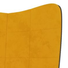 Vidaxl Stol za sproščanje s stolčkom gorčično rumen žamet in PVC