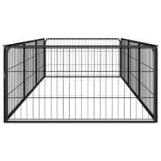 shumee Pasja ograda z 8 paneli črna 100x50 cm prašno barvano jeklo