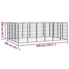 Vidaxl Pasja ograda z 20 paneli črna 50x100 cm prašno barvano jeklo