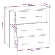 Vidaxl Komoda bela 80x33x70 cm inženirski les