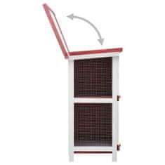 Greatstore Zunanji zajčnik s 4 vrati rdeč lesen