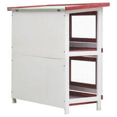Greatstore Zunanji zajčnik s 4 vrati rdeč lesen