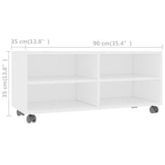 Vidaxl TV omarica s kolesci bela 90x35x35 cm iverna plošča