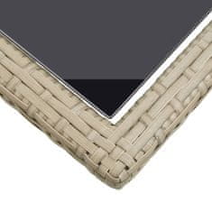 Vidaxl Vrtna miza bež 110x53x72 cm steklo in poli ratan