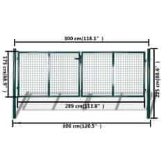 Vidaxl Mrežasta vrtna vrata za ograjo 289 x 175 cm / 306 x 225 cm