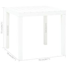 Vidaxl Vrtna miza bela 78x78x72 cm plastika